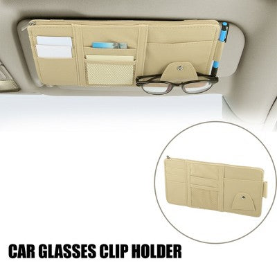 Organizer na osłonę przeciwsłoneczną z zamkiem, beżowy