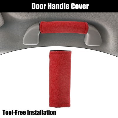 Miękkie osłony na klamkę drzwi auta z imitacji zamszu, czerwone (2 szt.)