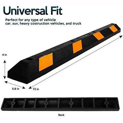 Gumowy odbojnik parkingowy 72" z żółtą taśmą odblaskową (12 szt.)