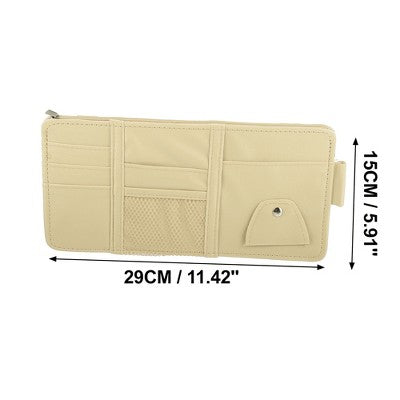 Organizer na osłonę przeciwsłoneczną z zamkiem, beżowy