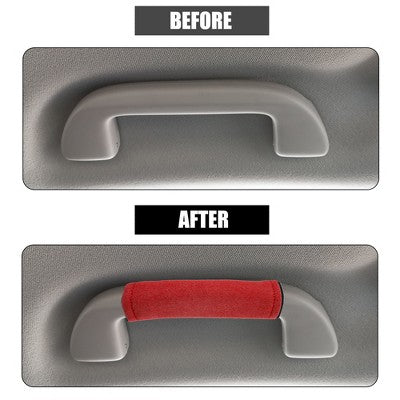 Miękkie osłony na klamkę drzwi auta z imitacji zamszu, czerwone (2 szt.)