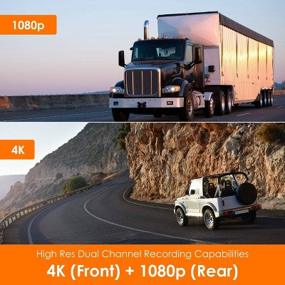 Kamera samochodowa 4K z podwójnym nagrywaniem i Wi-Fi