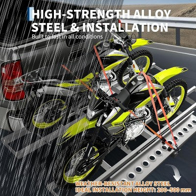 Wzmocniony bagażnik na motocykl na hak 300kg z rampą