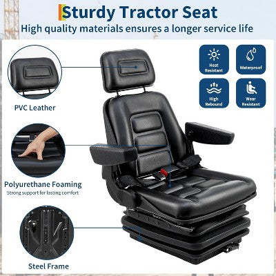 Regulowany fotel amortyzowany z oparciem i podłokietnikami